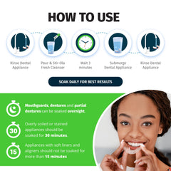 Denture cleaner powder packets for cleaning dental appliances