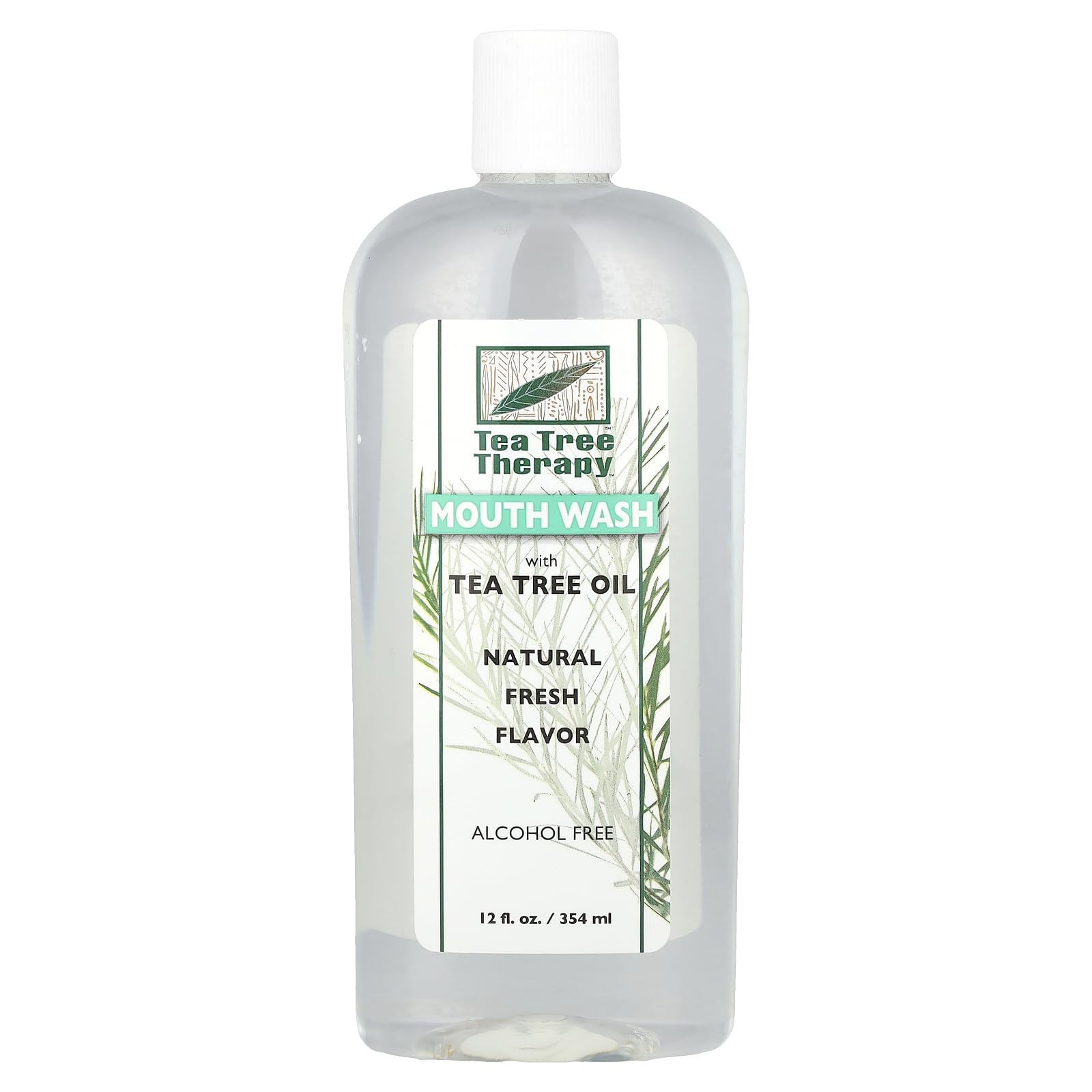 Tea Tree Therapy Alcohol Free Mouthwash bottle 12 oz, front view