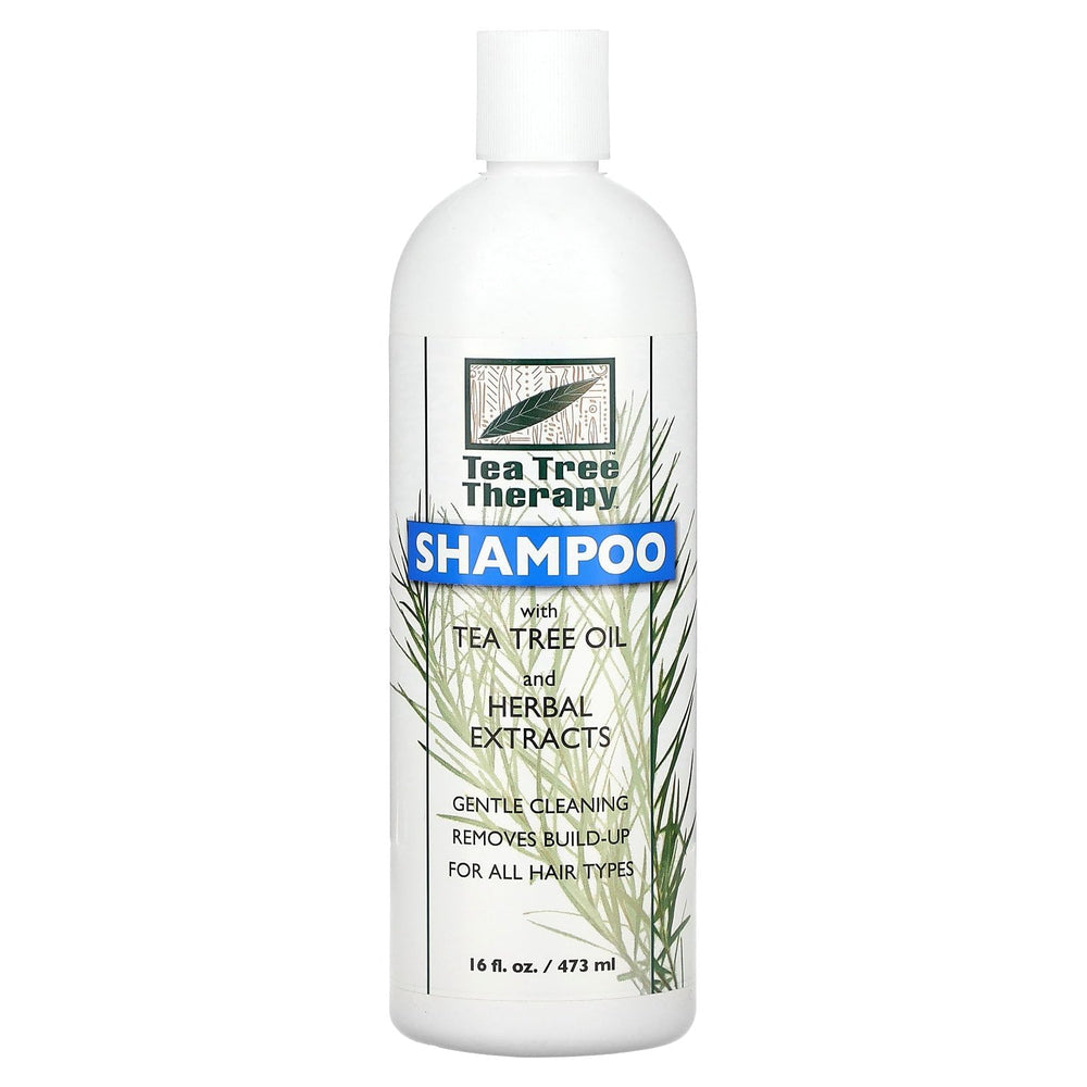 Tea Tree Therapy Shampoo bottle provides refreshing cleansing for all hair types.