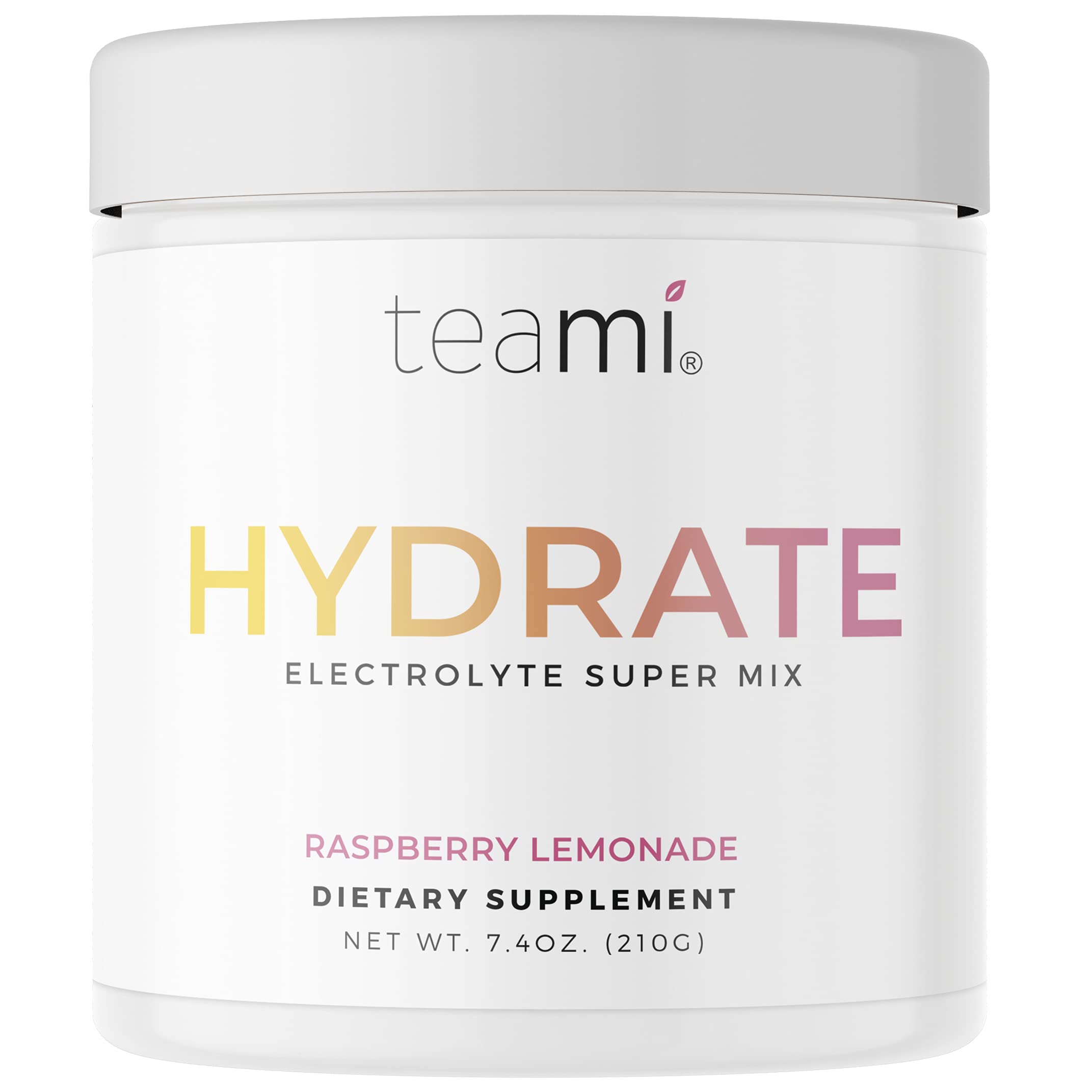 Teami Electrolytes Powder tub front highlights premium minerals for hydration