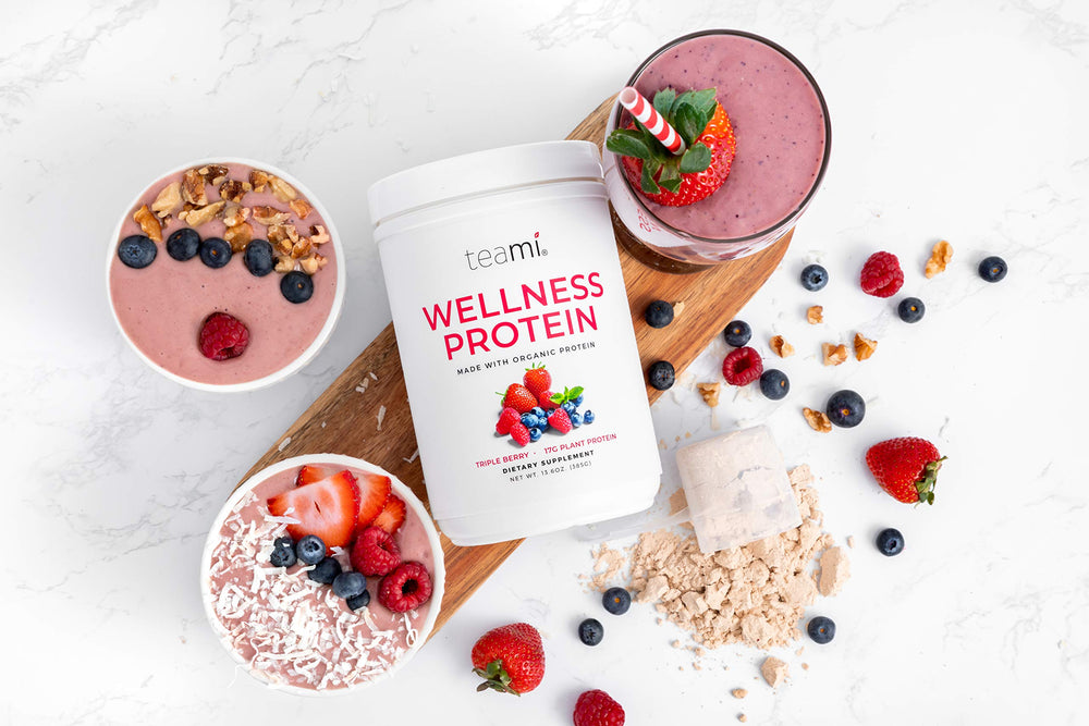 Teami vegan protein powder dairy-free-diet provides a dairy-free protein option.