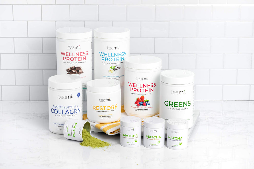 Teami vegan protein powder texture-closeup shows smooth, clump-free blend.