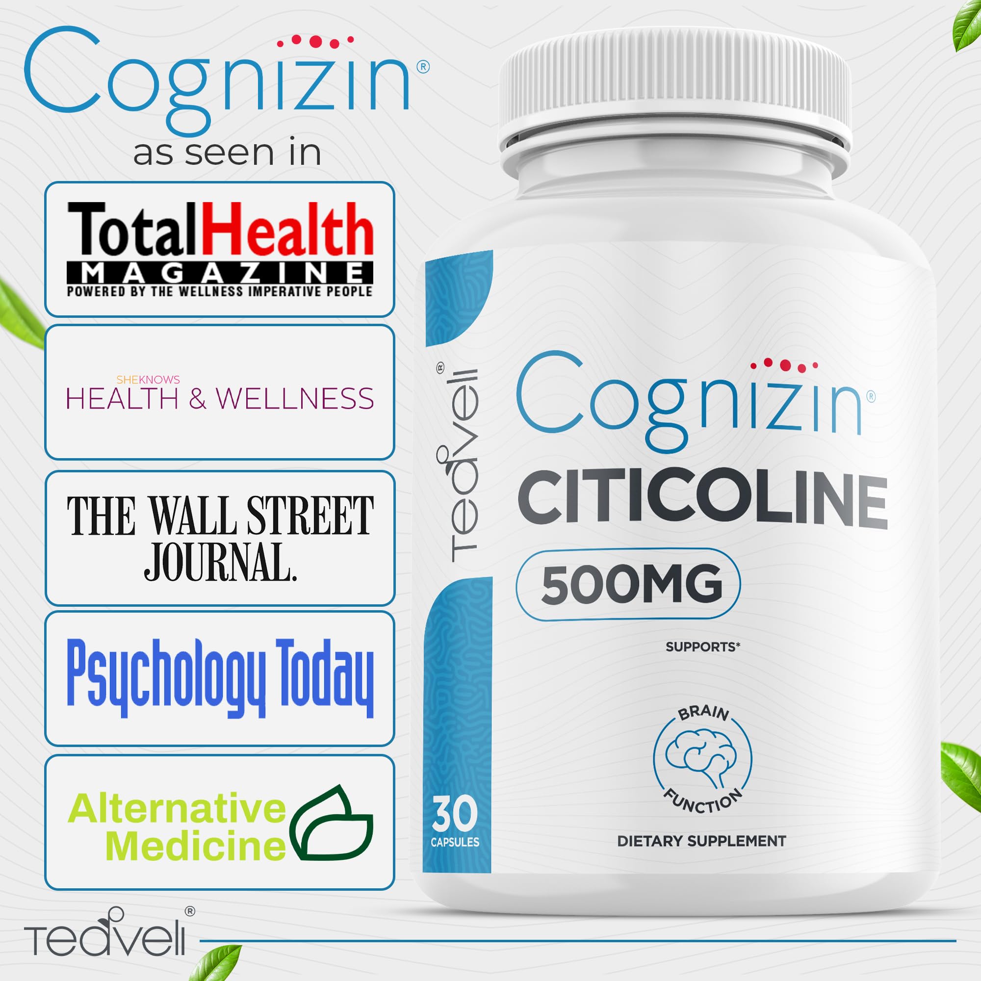 Supplement facts panel for Cognizin Citicoline capsules