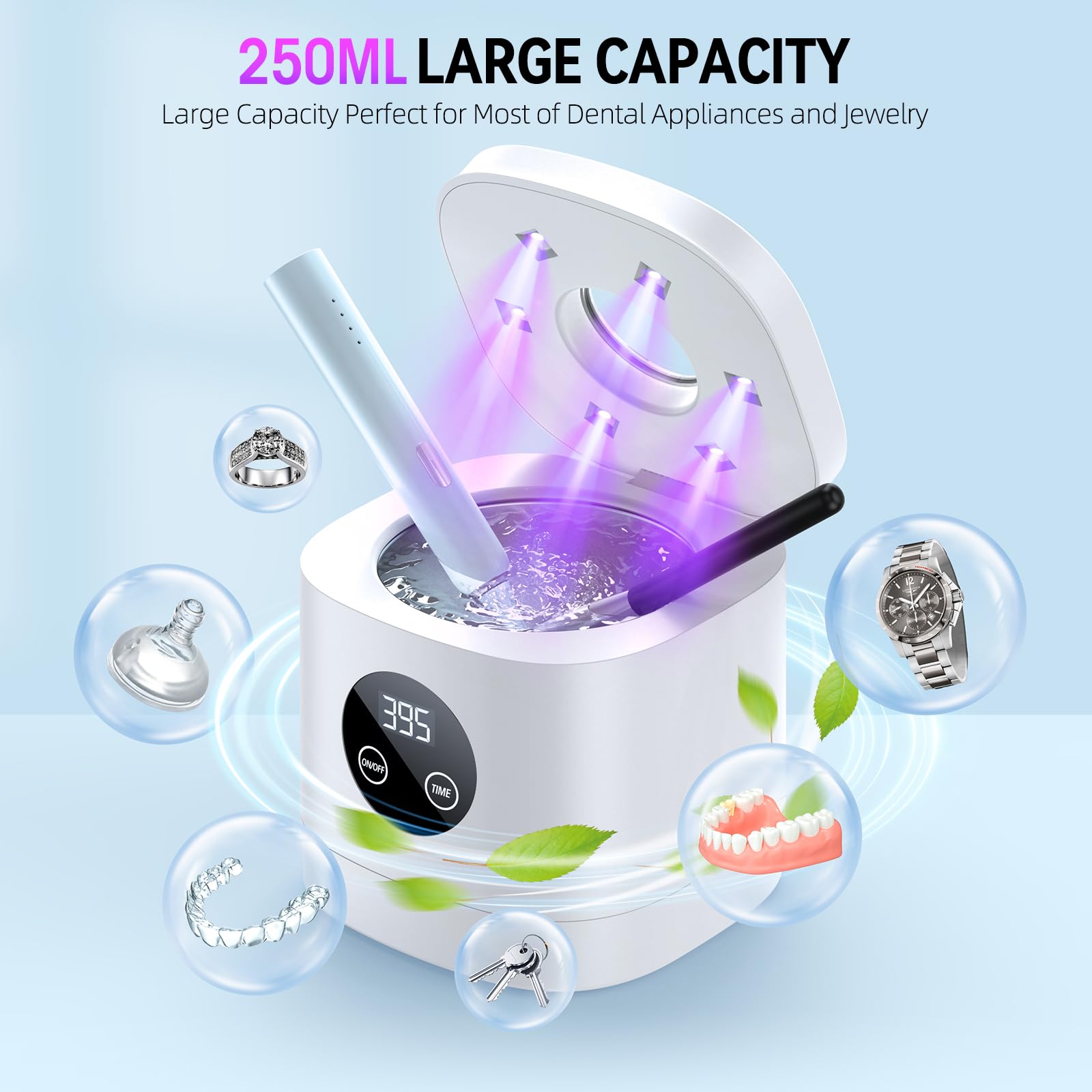 Portable and travel-friendly ultrasonic cleaner