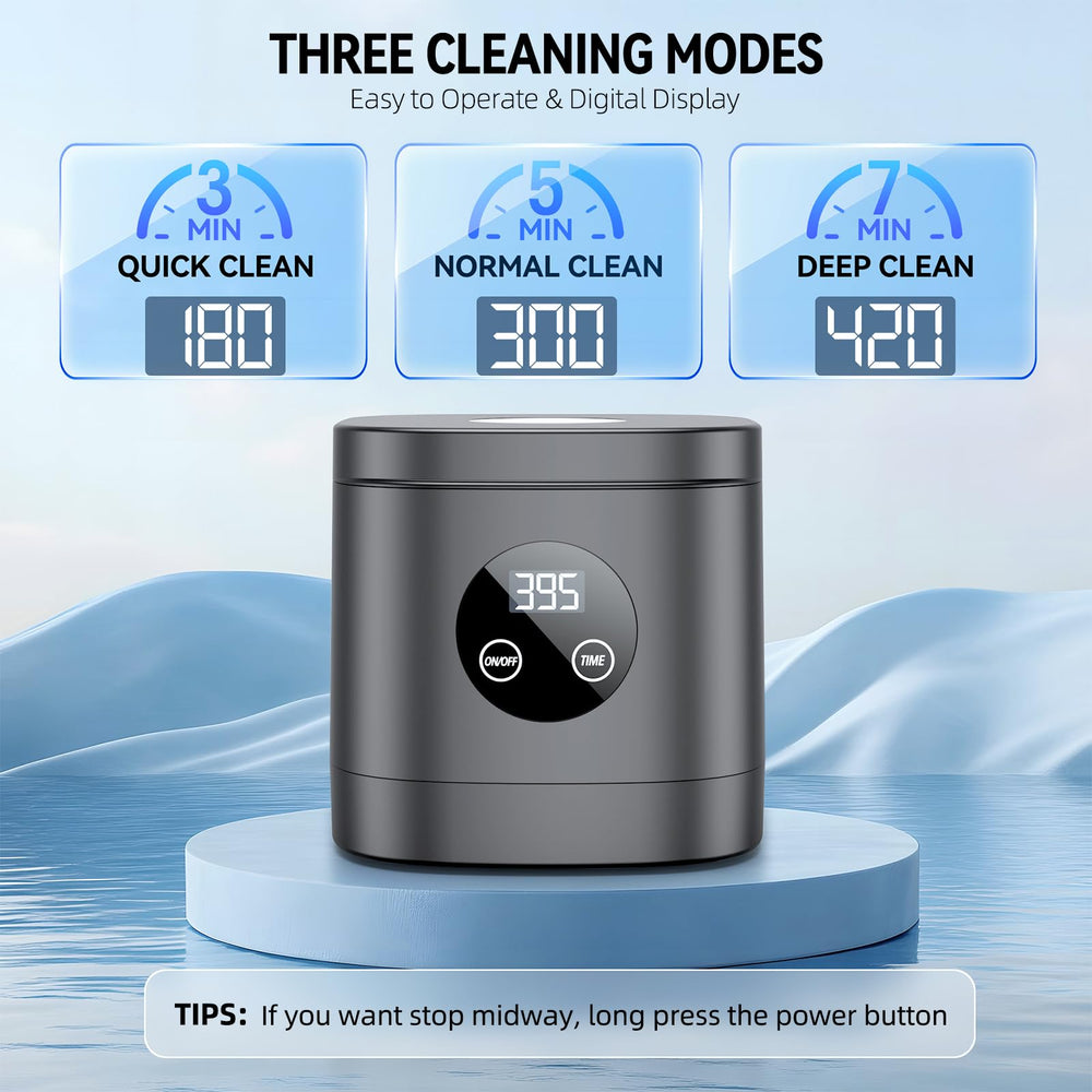 3 cleaning modes for retainer, braces, and jewelry