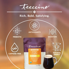 Close-up of instant mix with roasted chicory and hazelnut flavor.