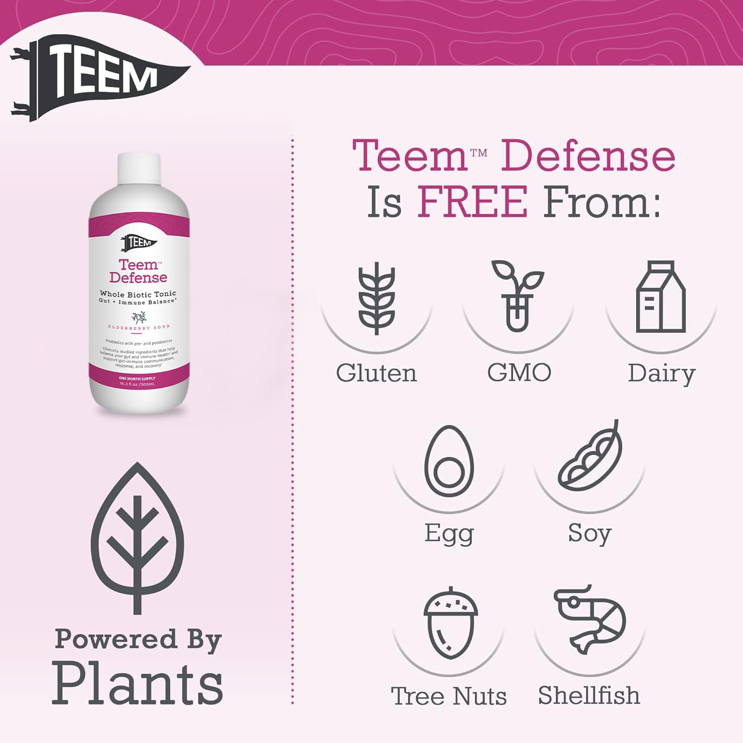 30-day supply packaging label for Teem Defense Liquid Probiotic
