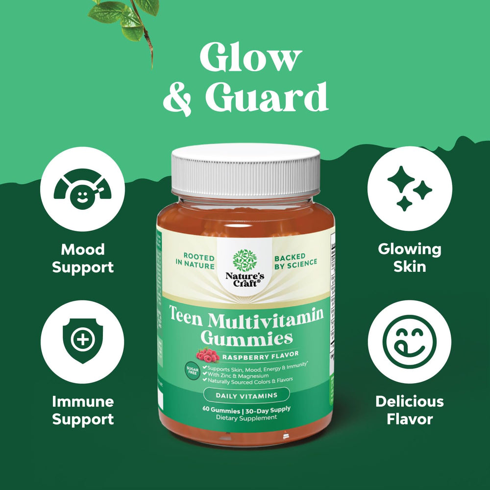 Gummies resembling colorful teen vitamins in bottle