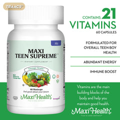 Nutrition facts panel for teen boys multivitamin