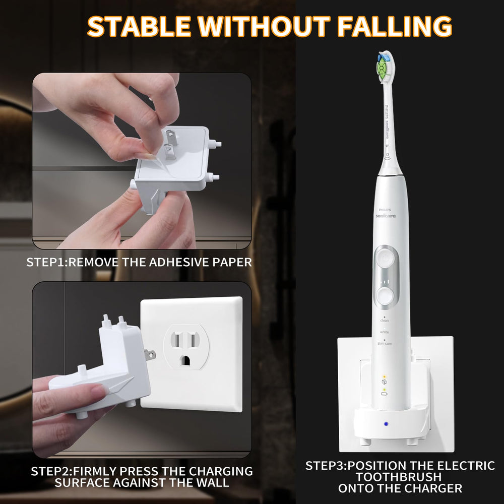 Wall-mounted charger holder with adhesive pad