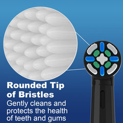 Close-up of soft bristles on black replacement heads