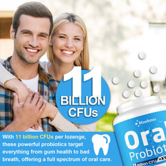 Dental health concept with teeth and gums and probiotics