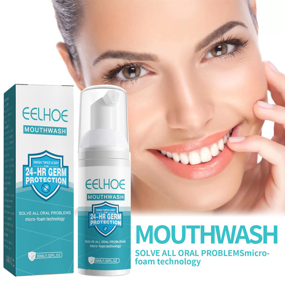 Close-up of Teeth Mouthwash Foam bottle label