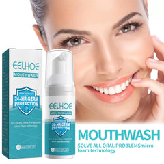 Close-up of Teeth Mouthwash Foam bottle label