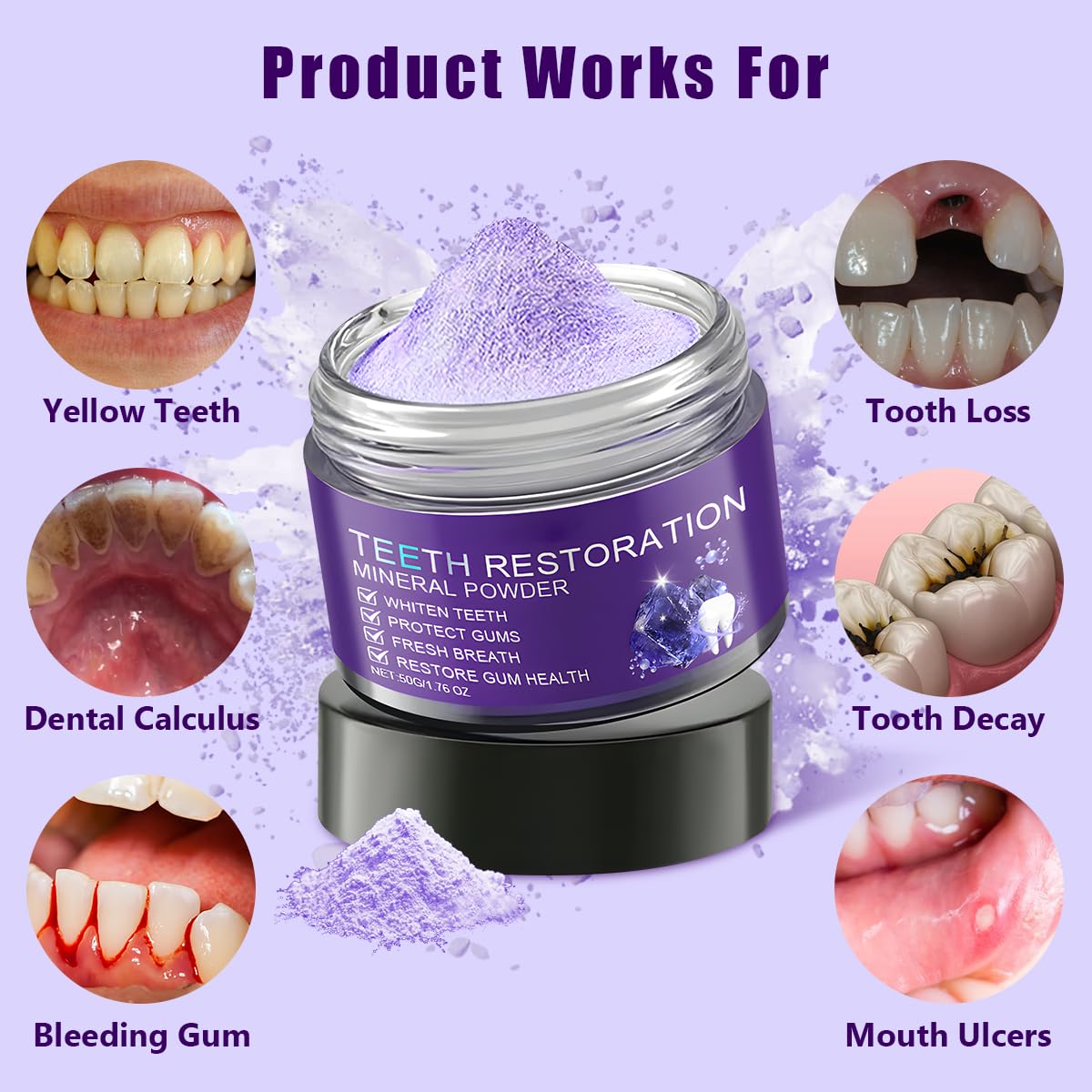 Close-up of mineral tooth powder texture