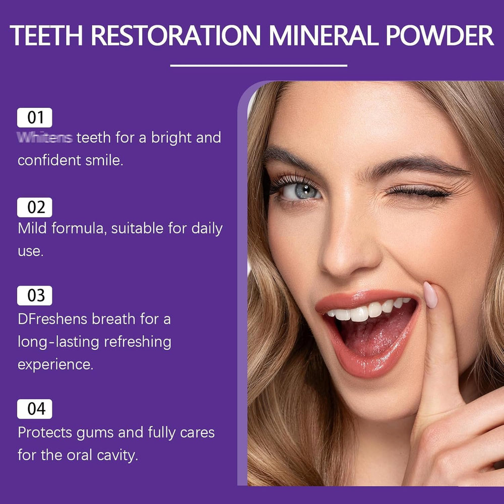Smiling person with fresh breath after using mineral powder