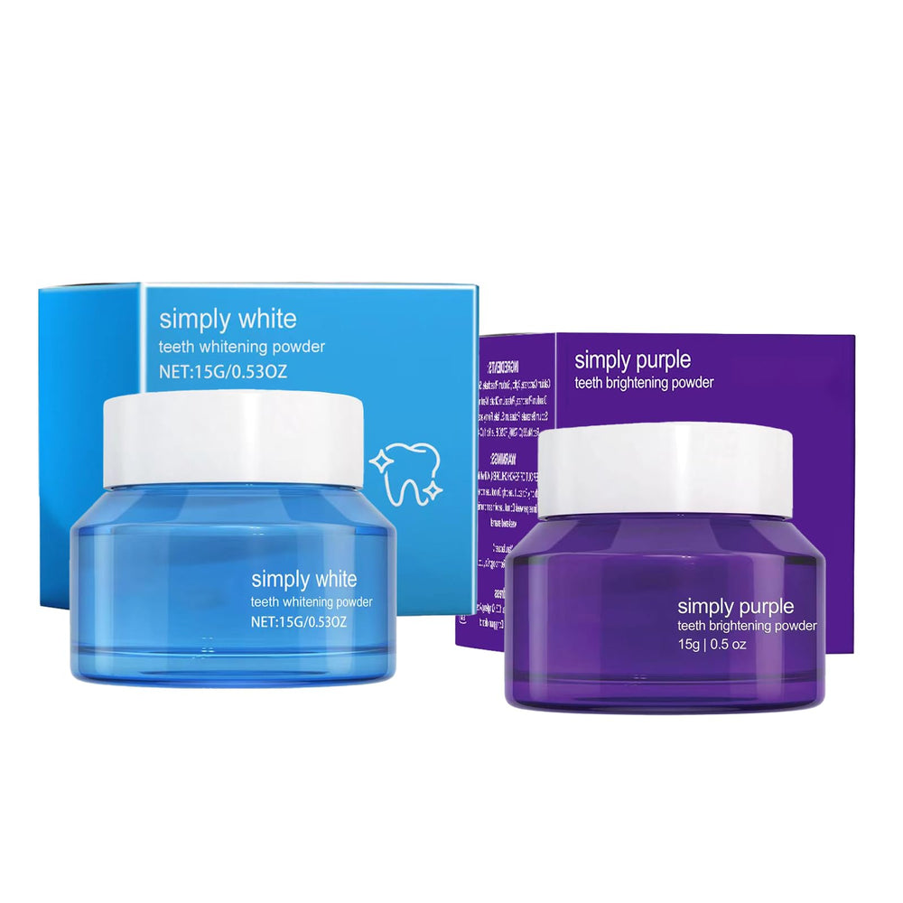 Front view of Teeth Whitening Deluxe Powder blue and purple 2-piece set