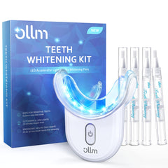 Teeth whitening kit with LED light in its box