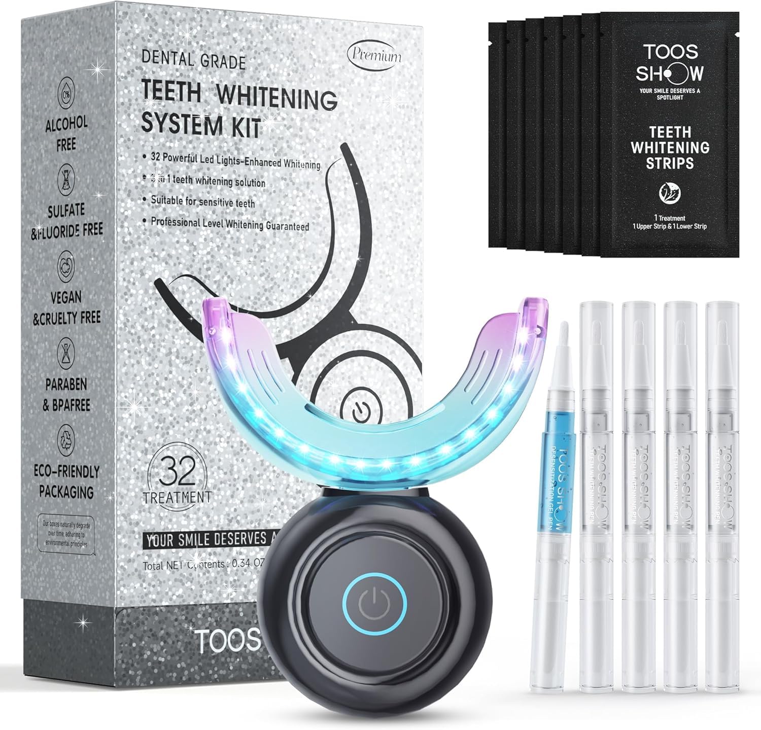 Front view of Toos Show Teeth Whitening Kit