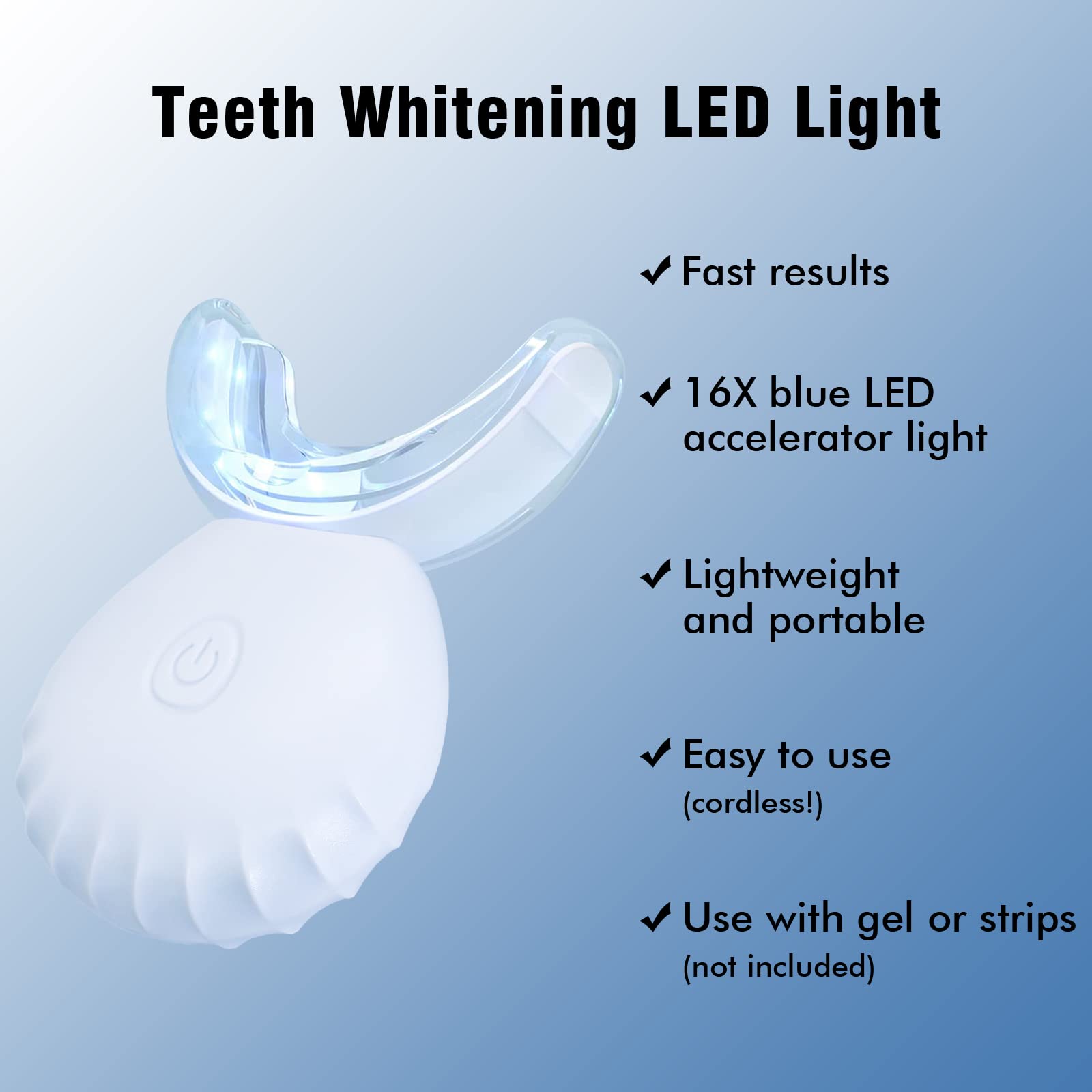 Wireless, portable whitening light designed for home use
