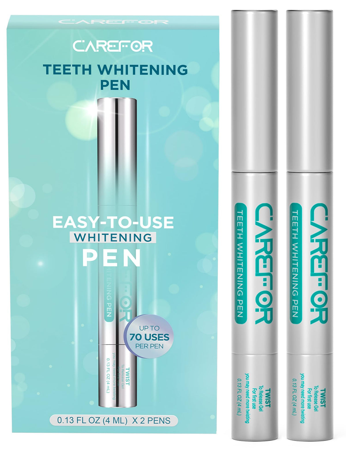 Teeth Whitening Pen 2 Pack packaging and pens