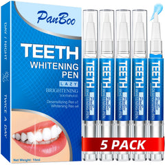 Five-pack teeth whitening pens displayed together