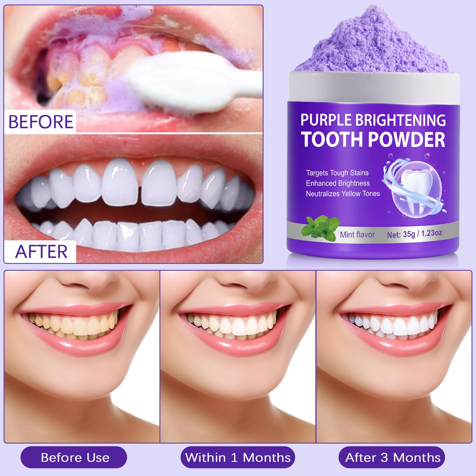 Naturally brightens teeth and promotes oral health