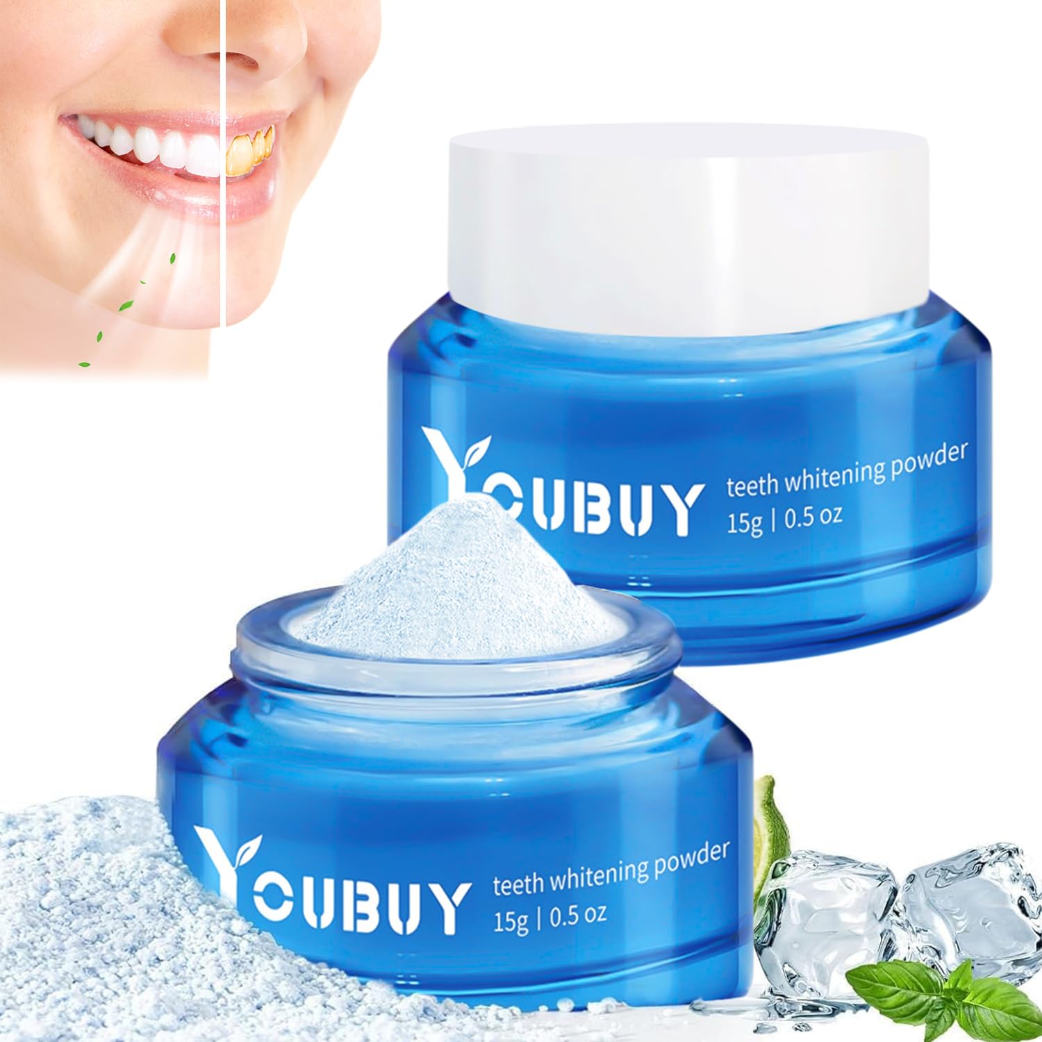 Two-pack Teeth Whitening Powder packaging (2PCS).