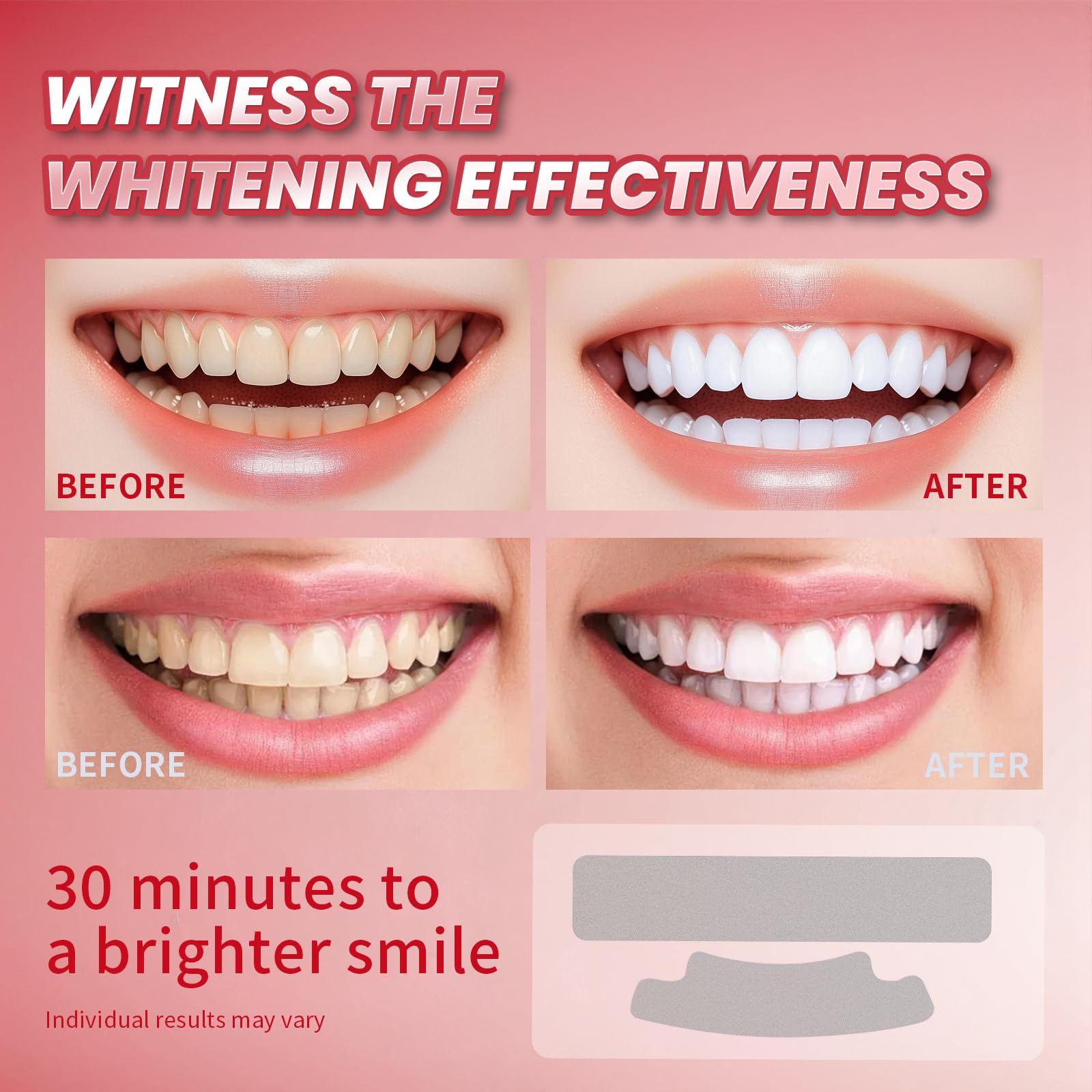 Box and 28 strips layout for Teeth Whitening Strips