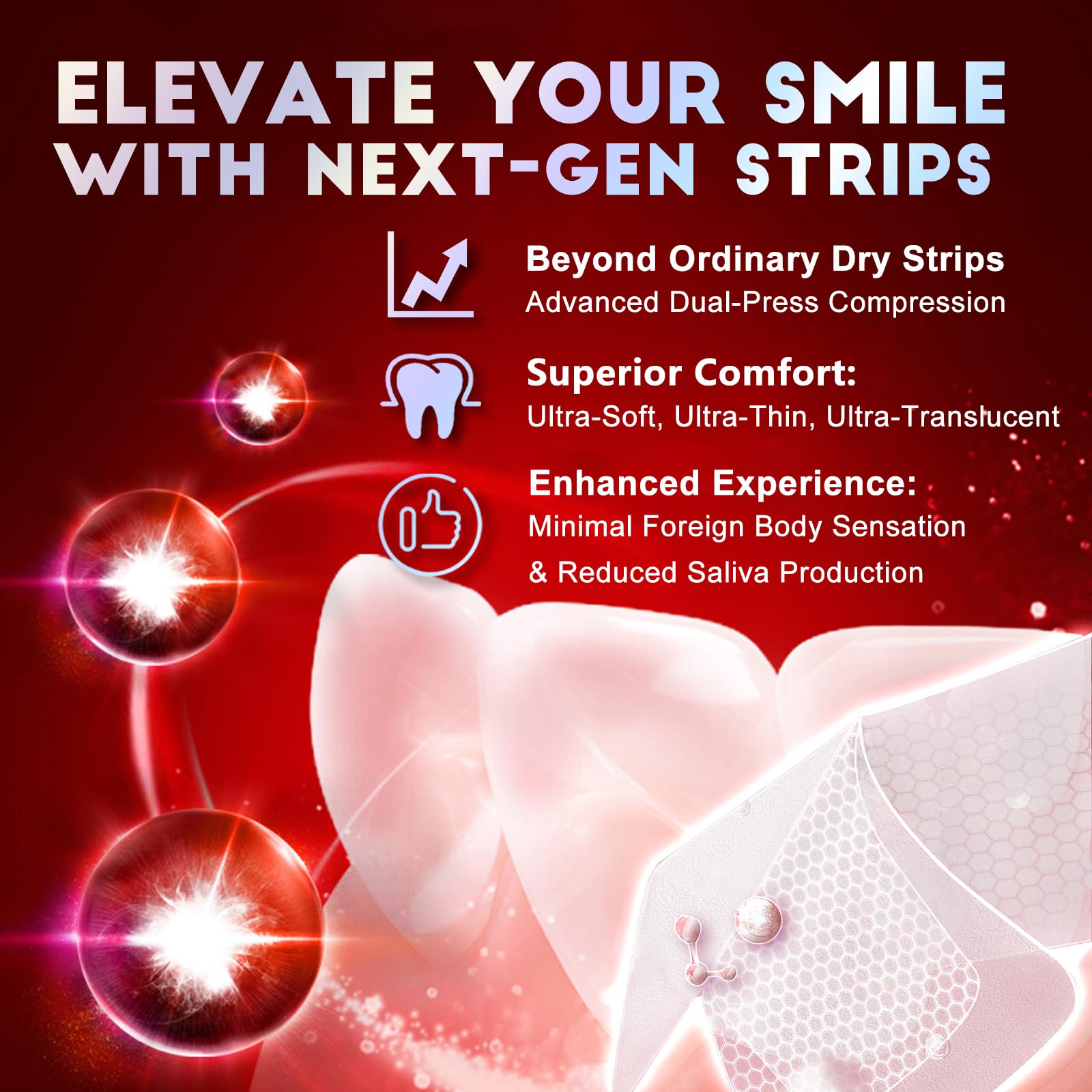 Open sachet with enamel-safe whitening strips