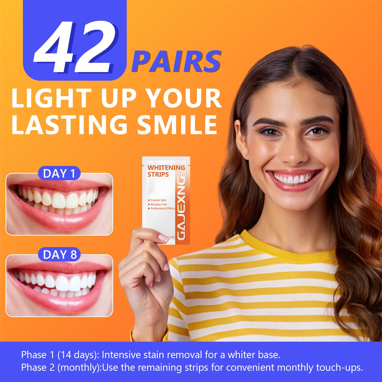 Unwrapped whitening strips ready for use
