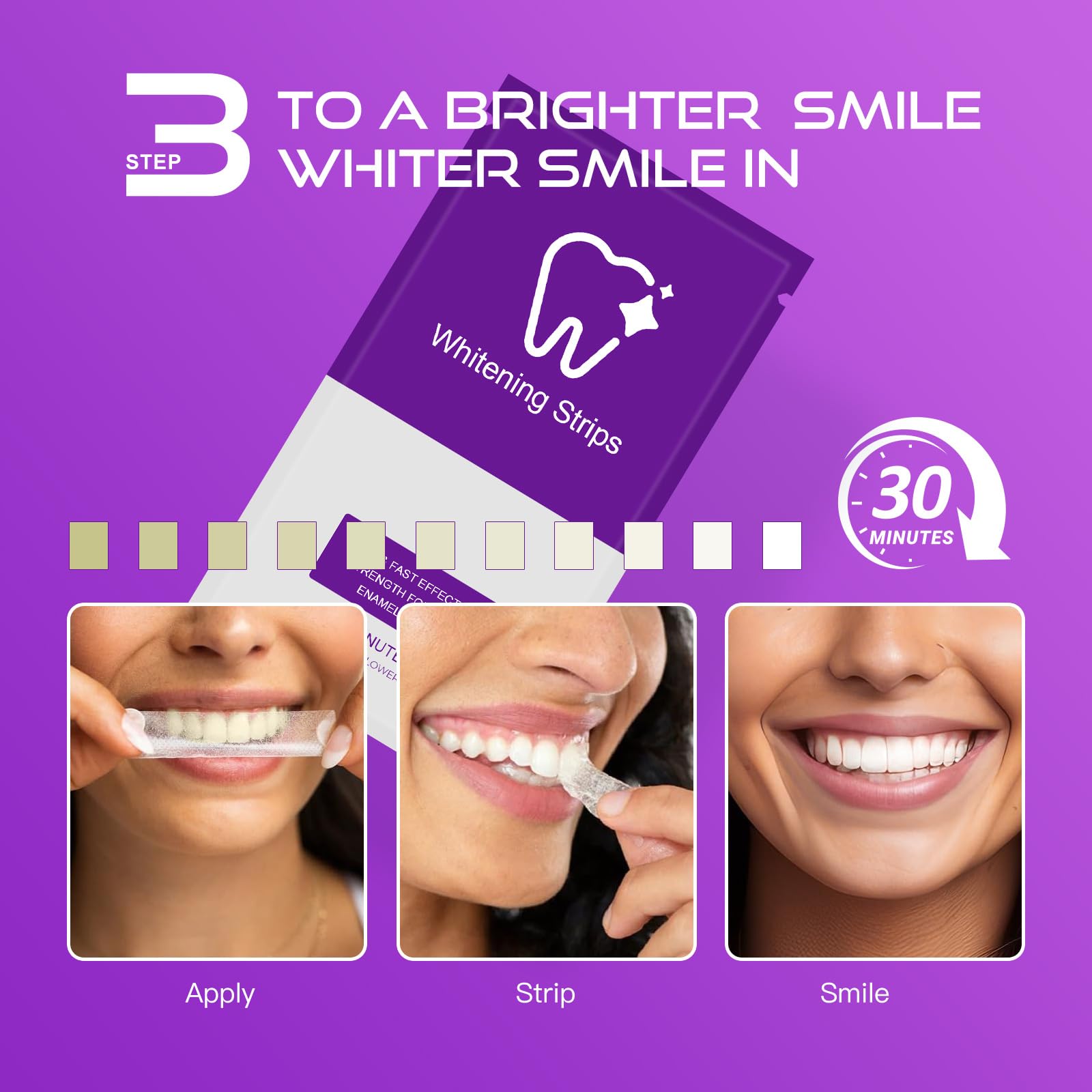 Setup for applying whitening strips to teeth