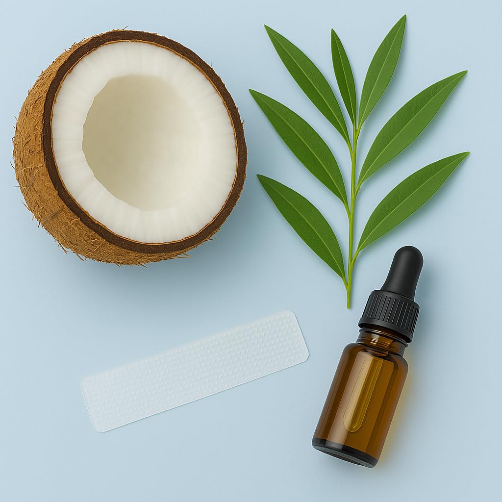Whitening strips with coconut oil for whitening and oral health