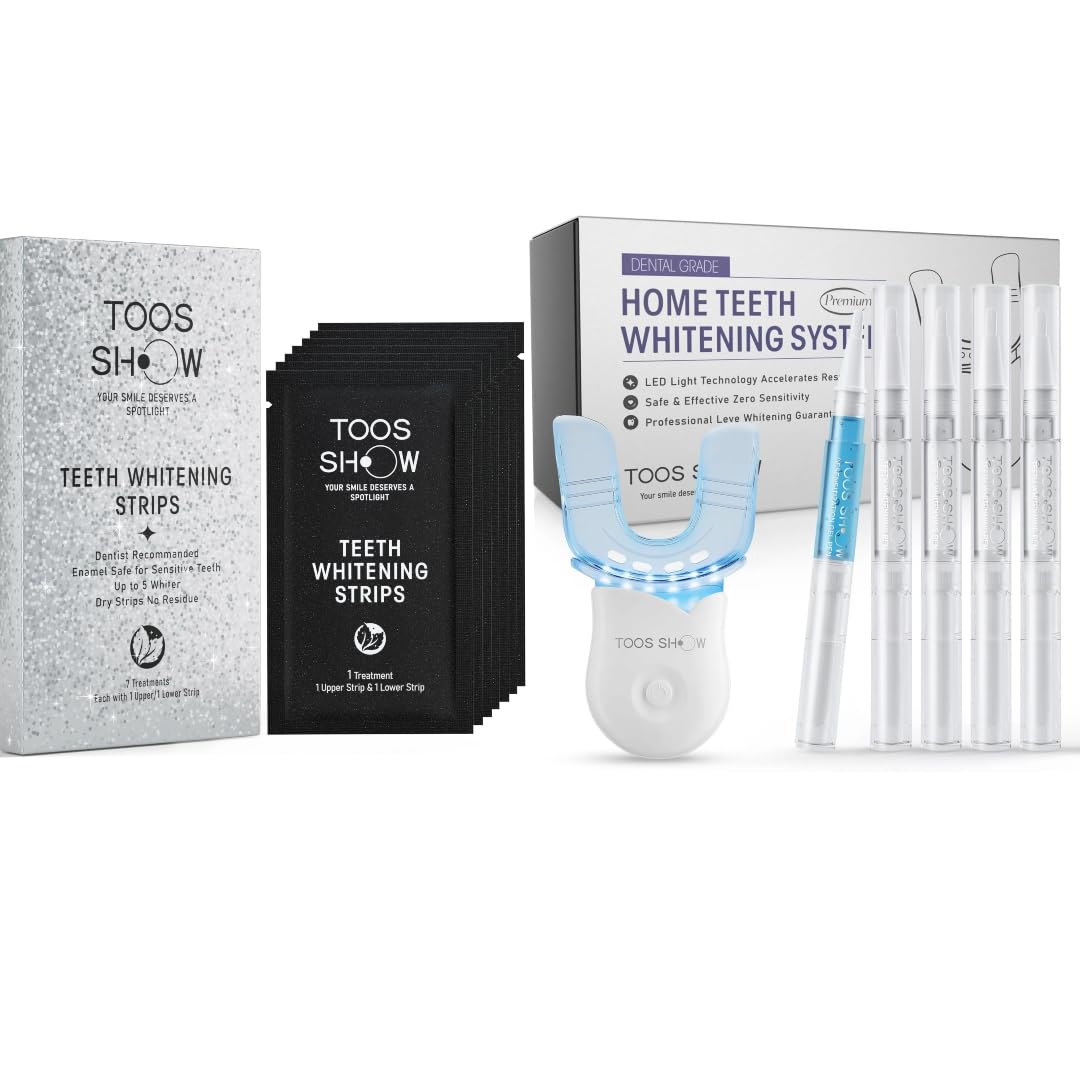 Teeth Whitening Strips Kit with Blue Light