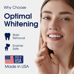 Applying whitening strips on upper and lower teeth