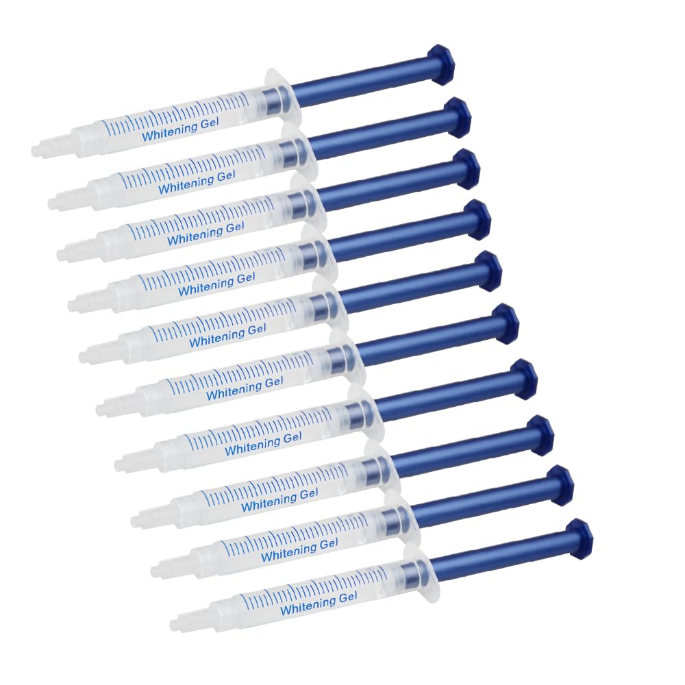 Ten 3ml teeth whitening gel syringes in a kit