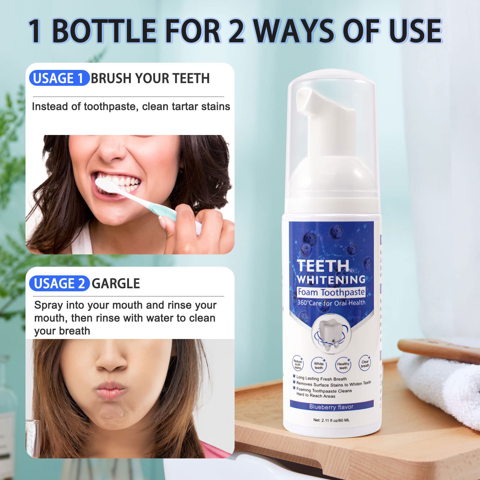 Three-pack of foam whitening toothpaste tubes