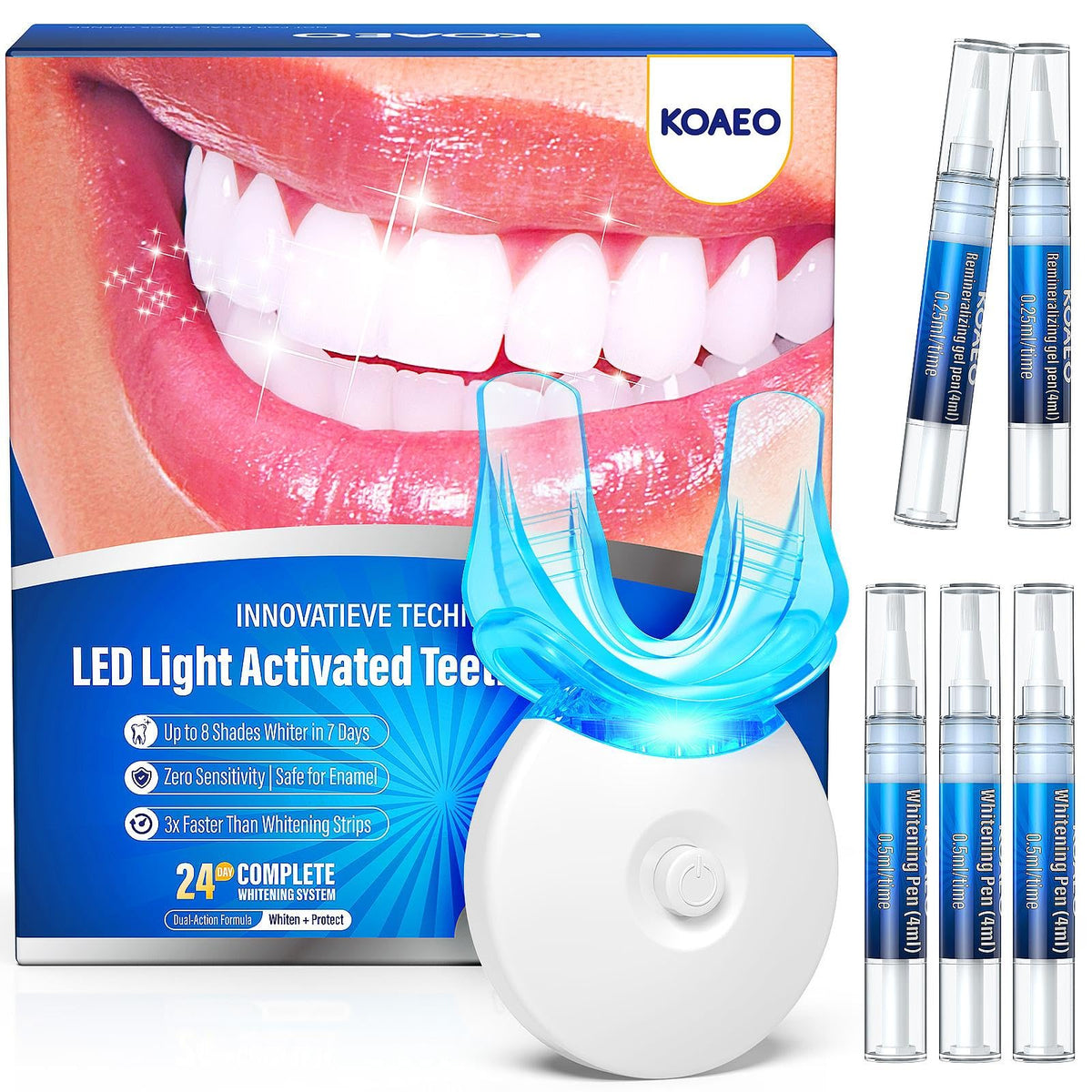 Teeth whitening kit box with LED light