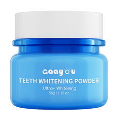Mint-flavored remineralizing teeth whitening powder in a 50g jar