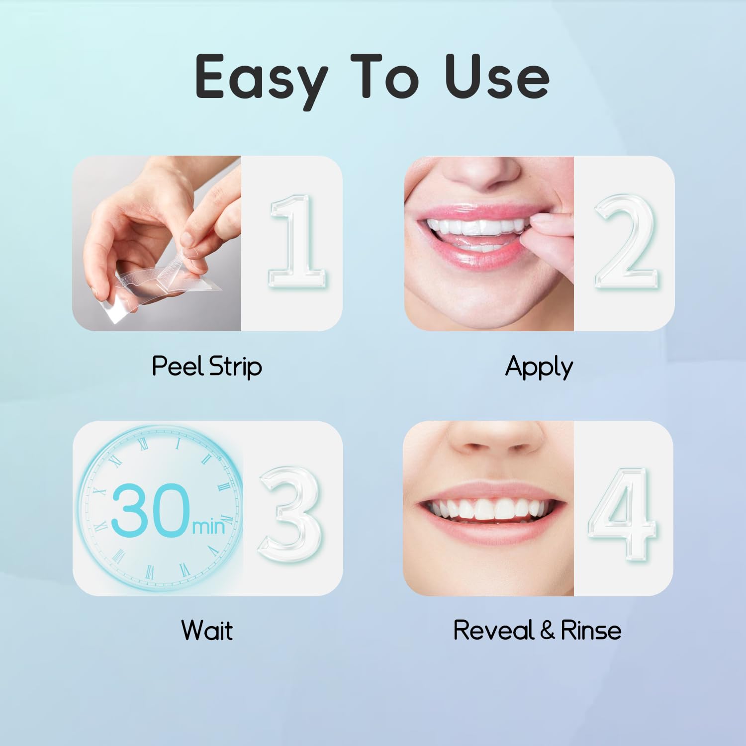 Seven pairs of whitening strips individually wrapped