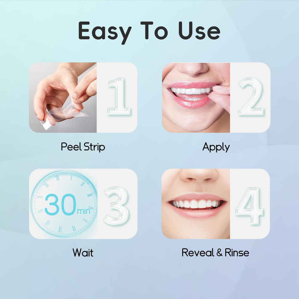 Seven pairs of whitening strips individually wrapped