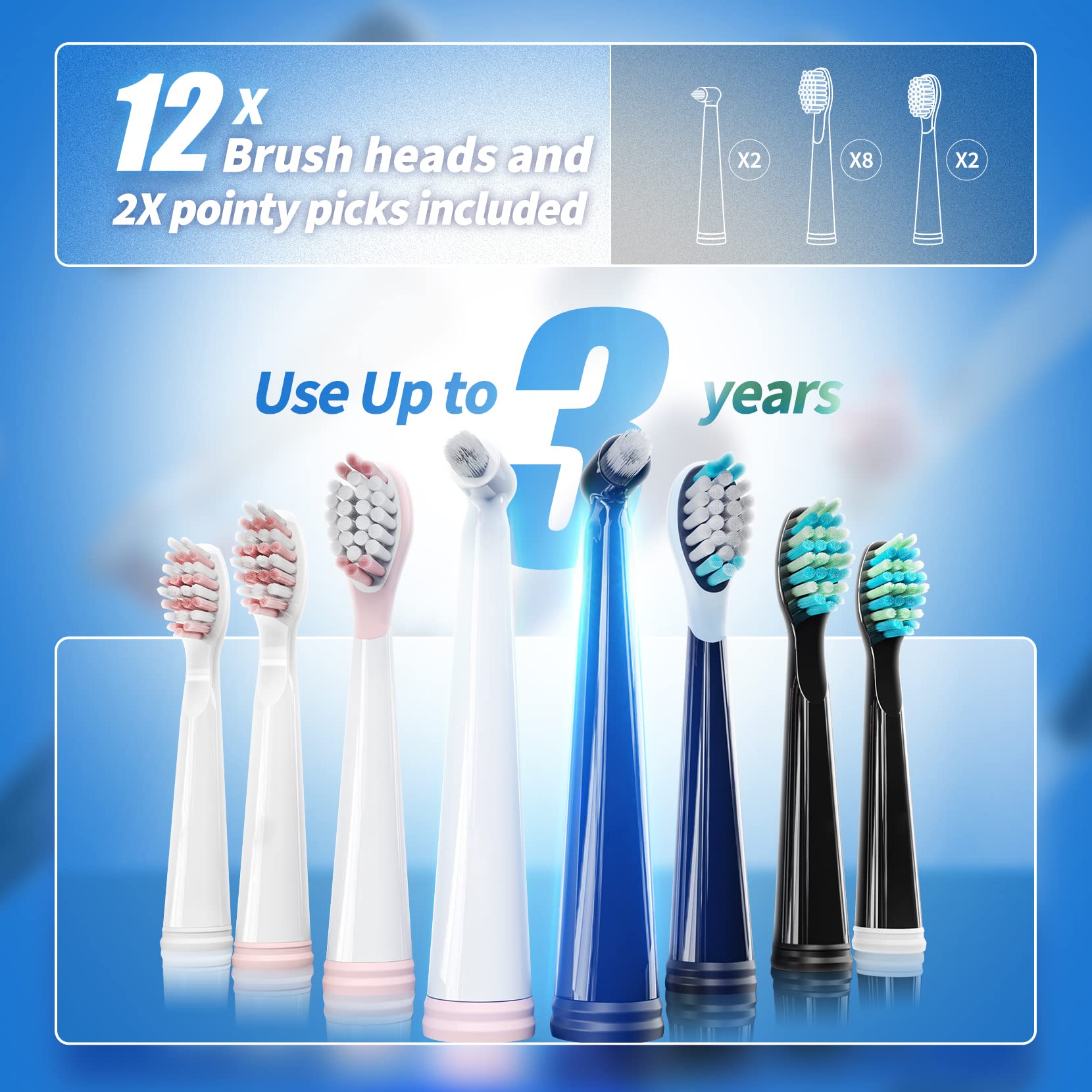 Close-up of 12 DuPont brush heads