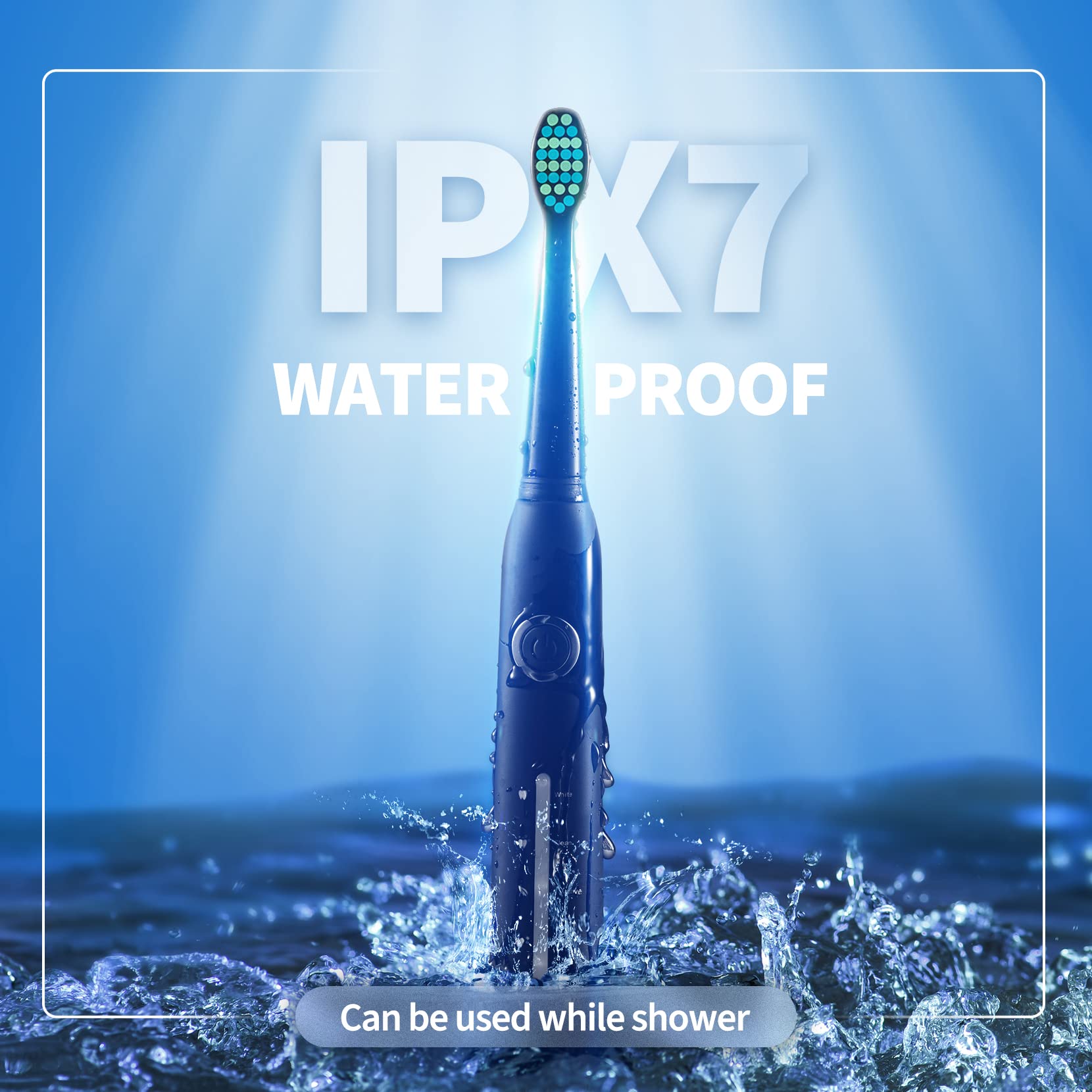 IPX7 waterproof symbol and compact travel-ready design