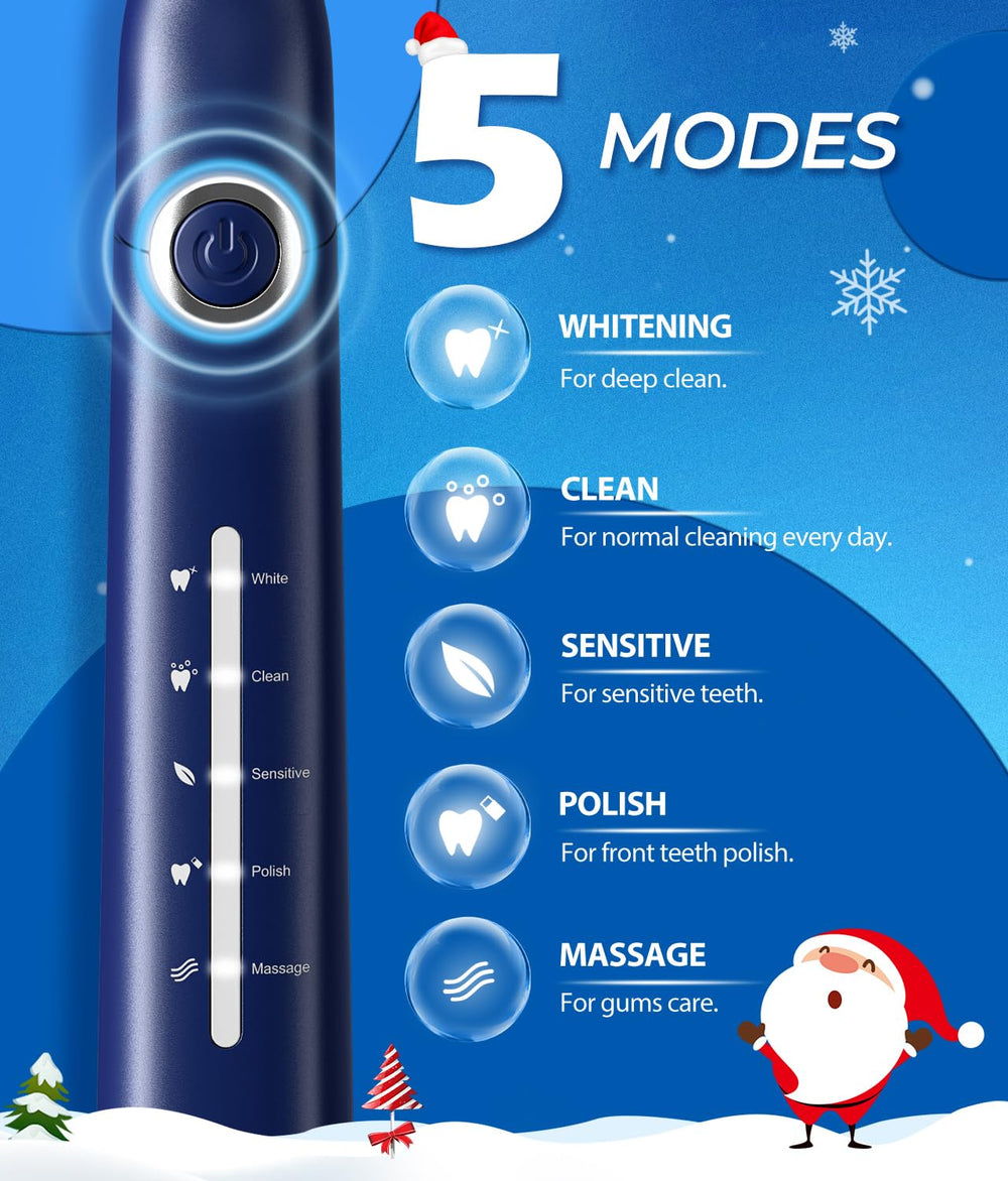 5 high-performance modes: Whitening, Cleaning, Sensitive, Polishing, Massage