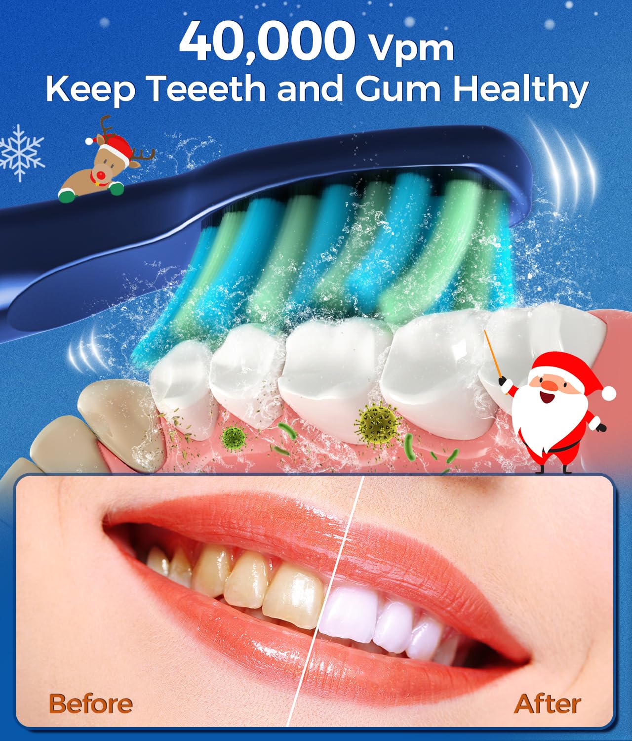 TEETHEORY toothbrush with 8 replacement brush heads