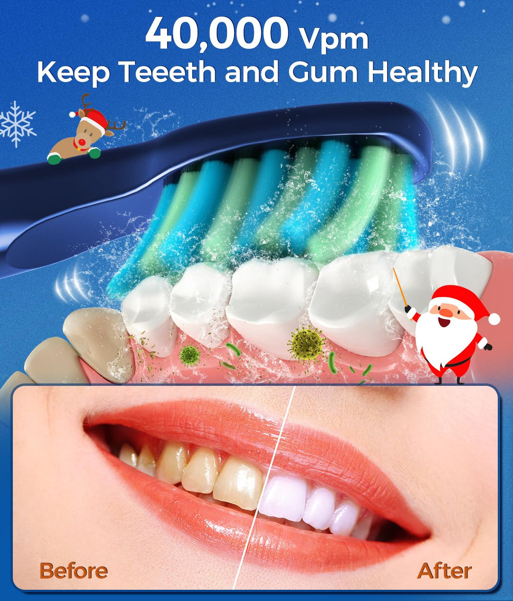 TEETHEORY toothbrush with 8 replacement brush heads