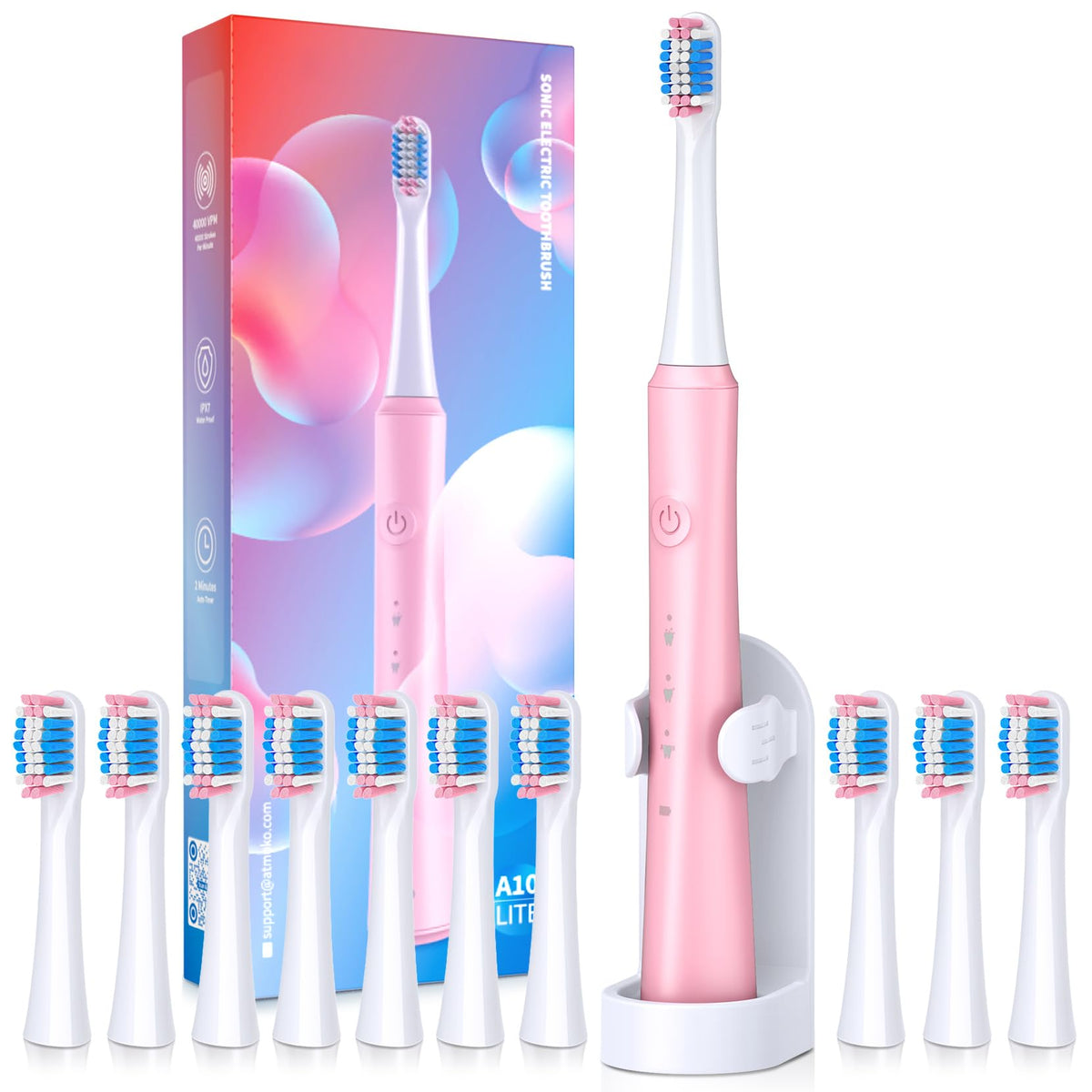 TEETHEORY electric toothbrush pink front view