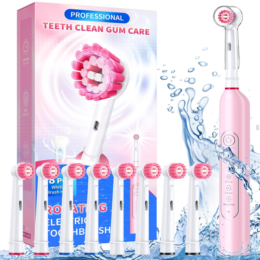 TEETHEORY rotating electric toothbrush in pink – front view