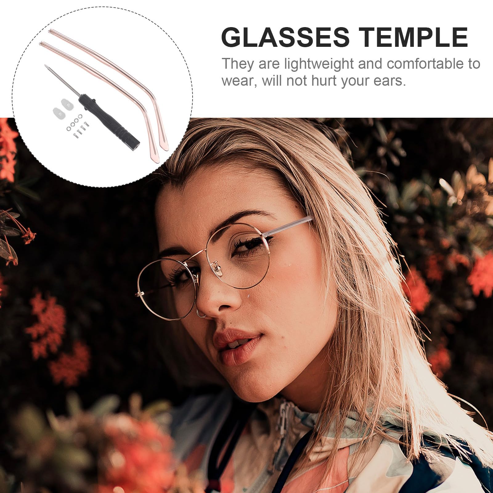 Rose gold replacement temple arm for sunglasses