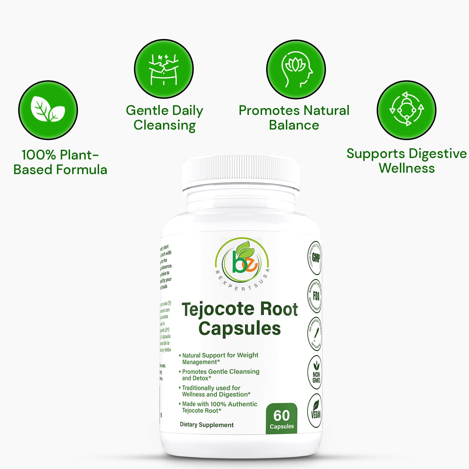 Concept image illustrating gut health with plant-based supplement